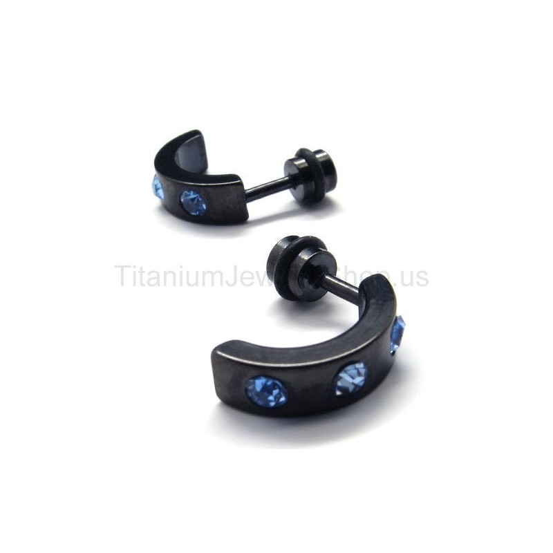 Black Titanium Blue Diamonds Earrings Black Titanium Blue Diamonds Earrings