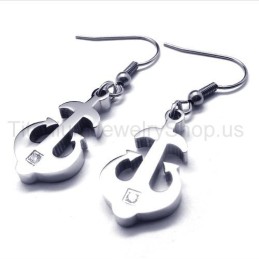 Silver Titanium Anchor Earrings