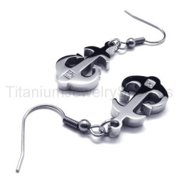 Silver Titanium Anchor Earrings