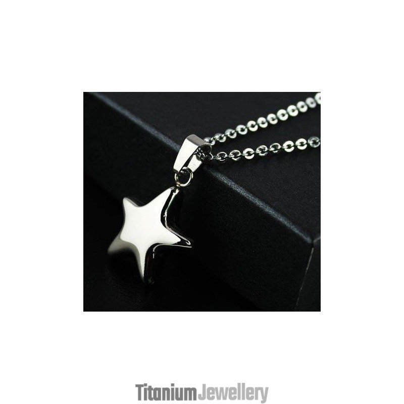 Pure Titanium Pendants And Necklace Silver Star