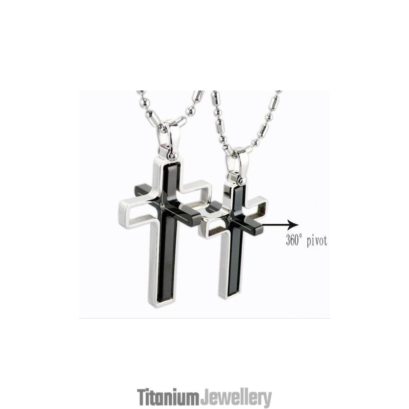 Pure Titanium Couple Pendant Necklace Rotational Cross Pure Titanium Couple Pendant Necklace Rotational Cross