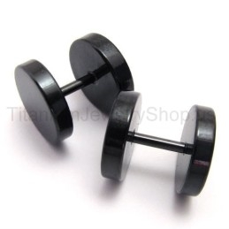 Black Titanium Barbell Earrings