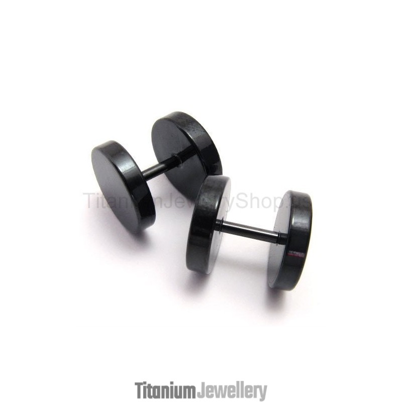 Black Titanium Barbell Earrings Black Titanium Barbell Earrings