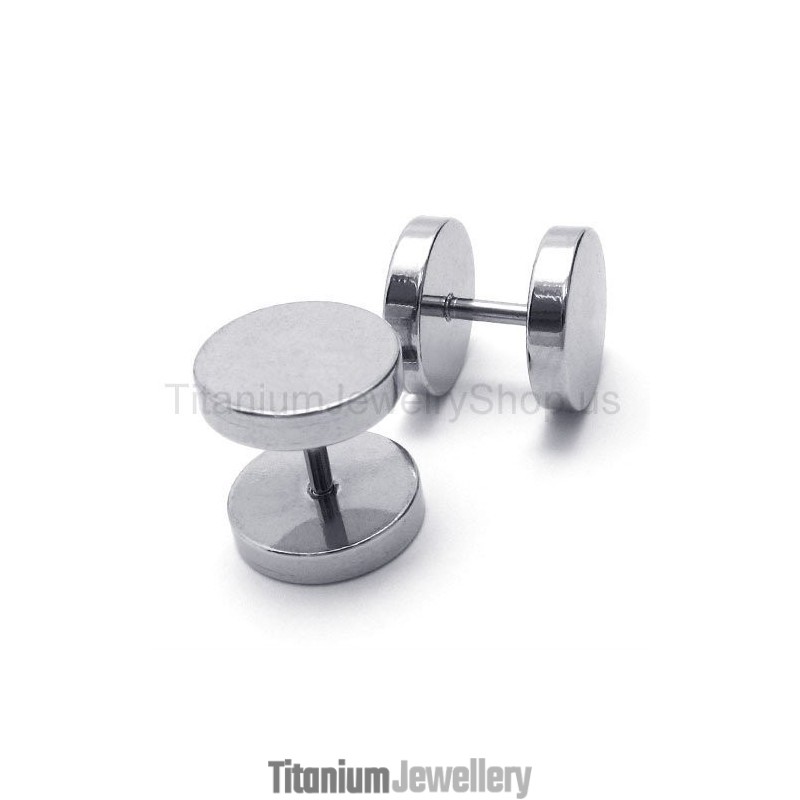 Silver Titanium Barbell Earrings