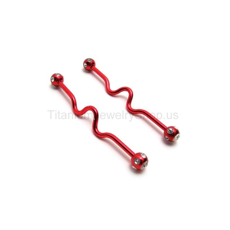 Red Twisty Titanium Earrings