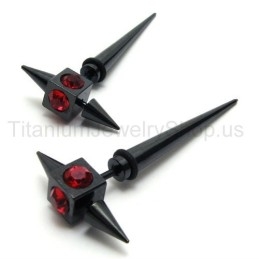 Black Titanium Red Diamond Earrings