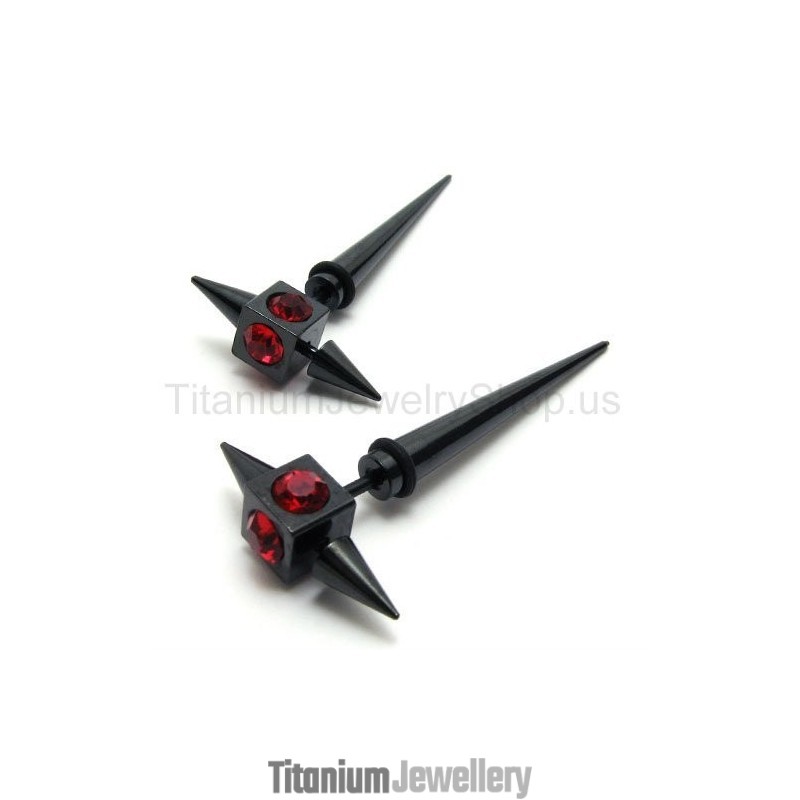 Black Titanium Red Diamond Earrings Black Titanium Red Diamond Earrings