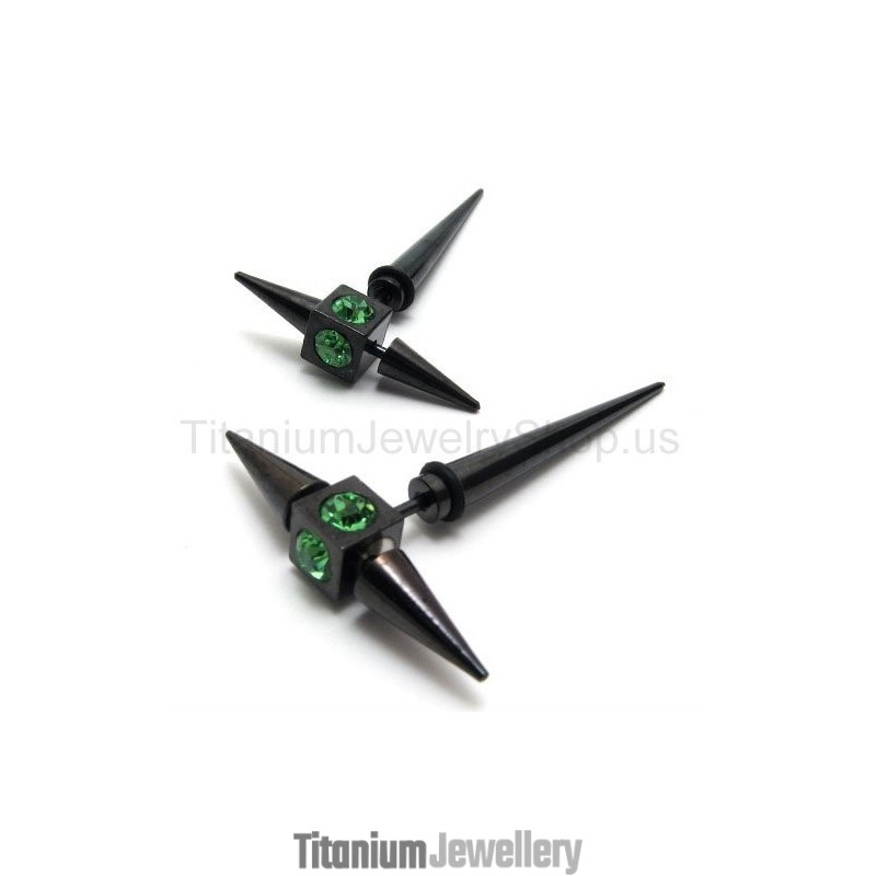 Black Titanium Green Diamond Earrings Black Titanium Green Diamond Earrings