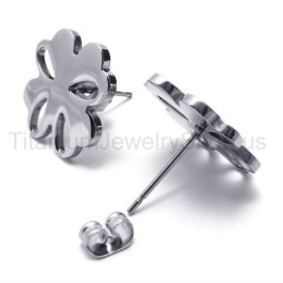 Silver Flower Titanium Earrings