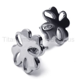 Silver Flower Titanium Earrings