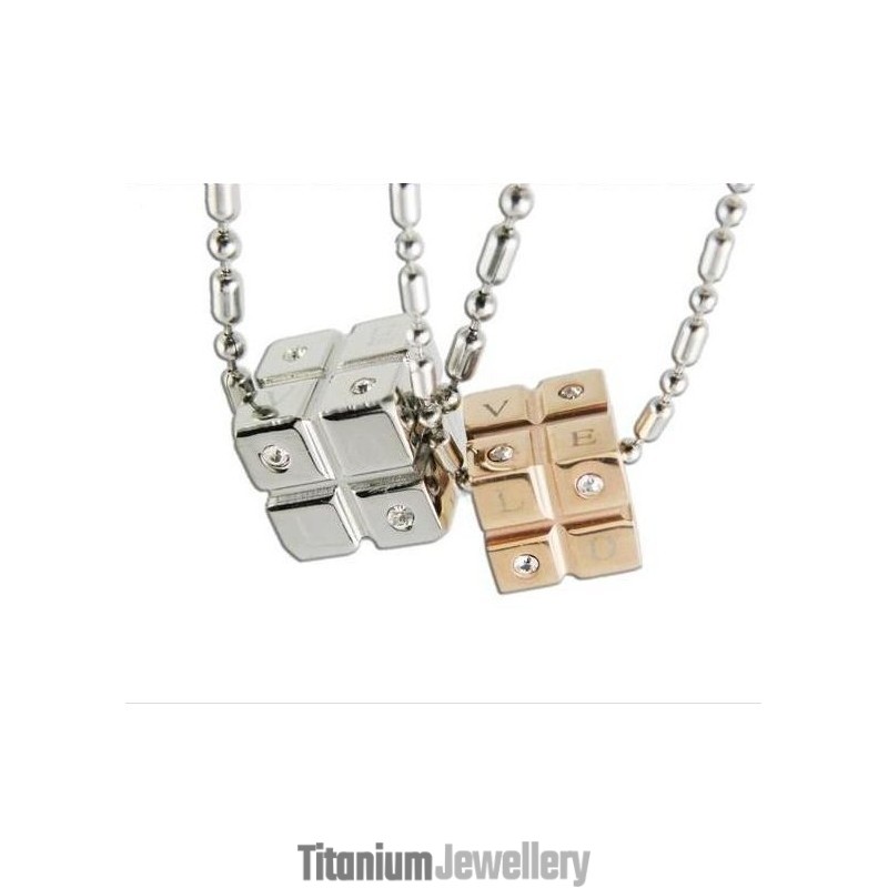 1 Pair Pure Titanium Couples Pendants Rubik Cube 1 Pair Pure Titanium Couples Pendants Rubik Cube
