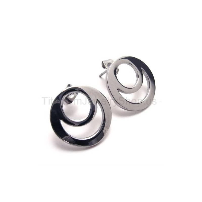 Silver Two-Loop Titanium Earrings