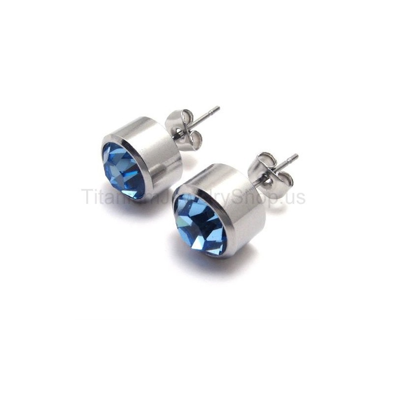 Silver Tank Titanium Blue Diamond Earrings Silver Tank Titanium Blue Diamond Earrings