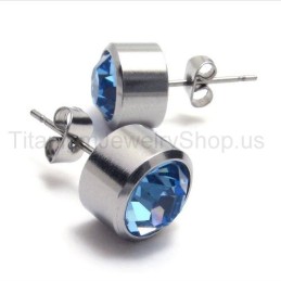 Silver Tank Titanium Blue Diamond Earrings