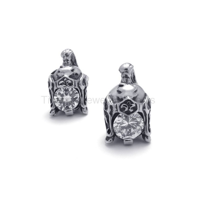 Helmet Retro Titanium With Diamond Earrings Helmet Retro Titanium With Diamond Earrings