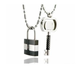 Pure Titanium Lover Couples Pendants Necklace Lock Key