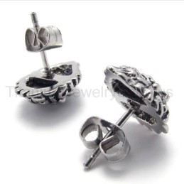 With Red-Eyes Lion Retro Titanium Earrings