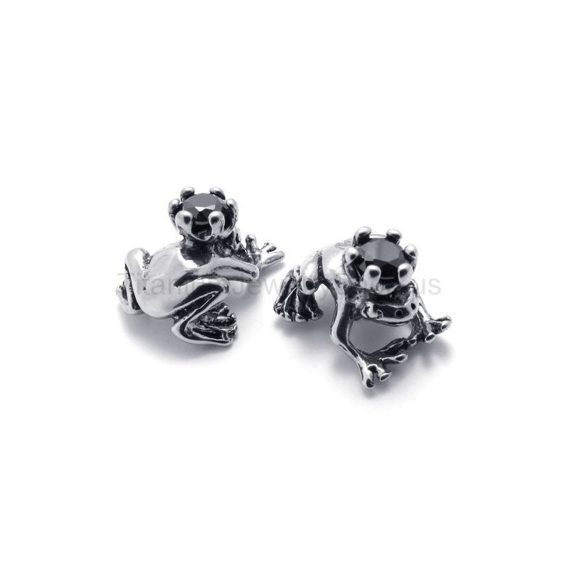 Frog Prince Retro Titanium Earrings