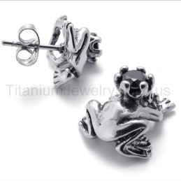 Frog Prince Retro Titanium Earrings