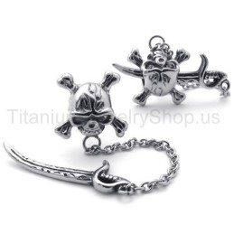 Sword And Skull Titanium Earrings