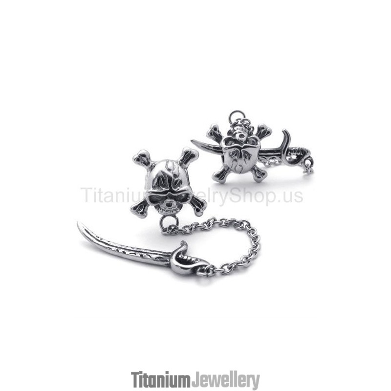 Sword And Skull Titanium Earrings Sword And Skull Titanium Earrings