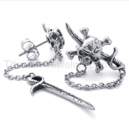 Sword And Skull Titanium Earrings