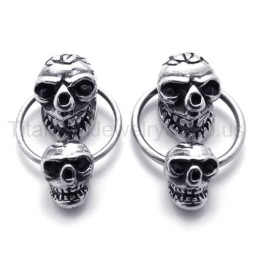 Double-Face Skull Titanium Earrings