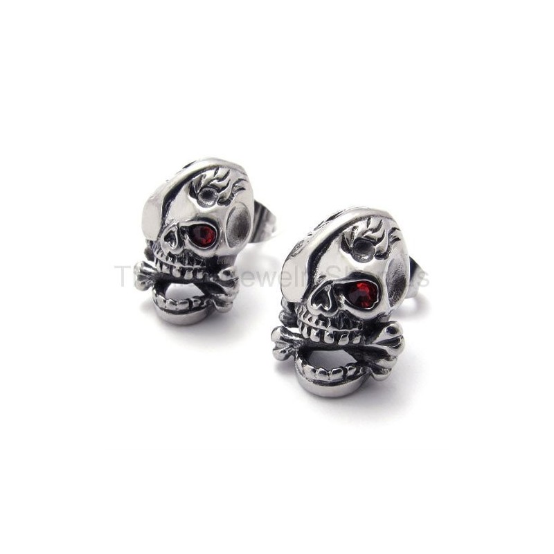 One Red Eye Skull Titanium Earrings One Red Eye Skull Titanium Earrings