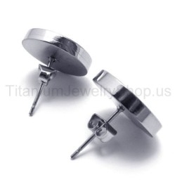 Engraved Silver Titanium Earrings