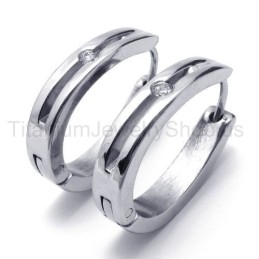 Silver Smart Titanium Inlayed Diamond Earrings