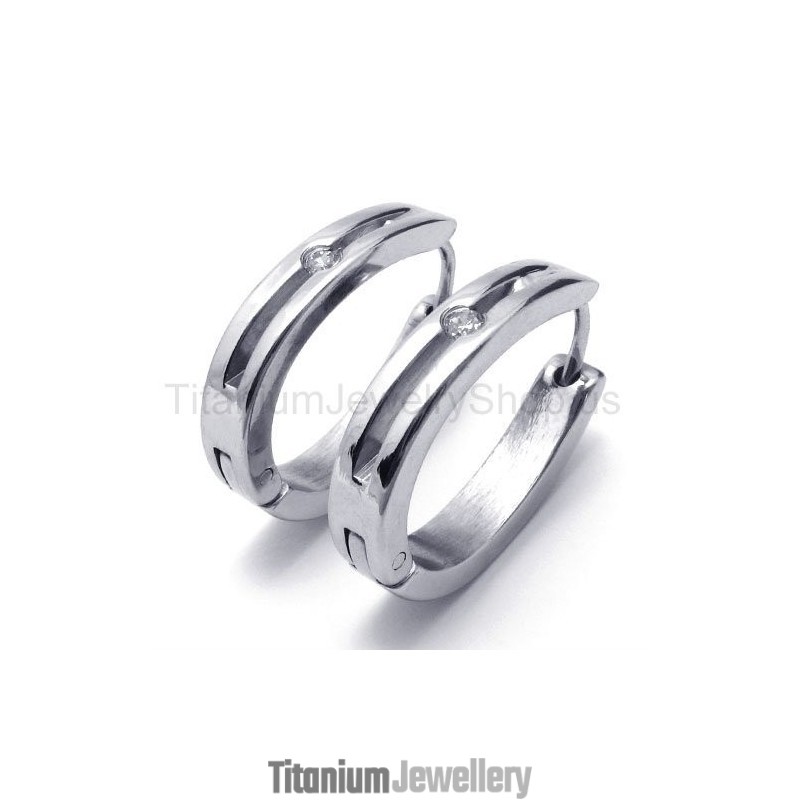 Silver Smart Titanium Inlayed Diamond Earrings