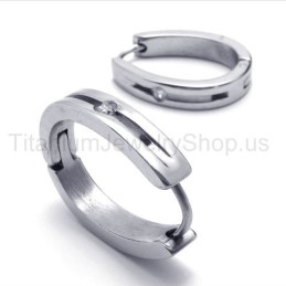 Silver Smart Titanium Inlayed Diamond Earrings