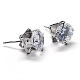 Inlayed Diamond Titanium Earrings