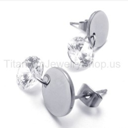 With Diamond Titanium Earrings