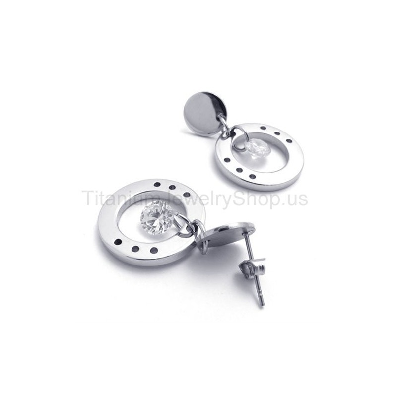 With Diamond Titanium Loop Earrings