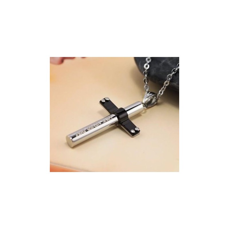 Pure Titanium Pendants Necklace Cylinder Cross