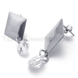 Silver With Diamond Titanium Earrings
