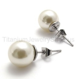 Opalescent Bead Titanium Earrings