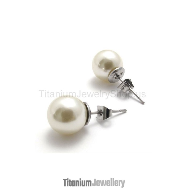 Opalescent Bead Titanium Earrings