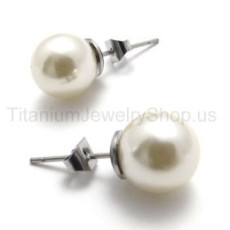 Opalescent Bead Titanium Earrings