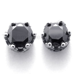 Retro Crown Titanium Earrings