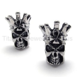 White Eyes Skull Titanium Earrings