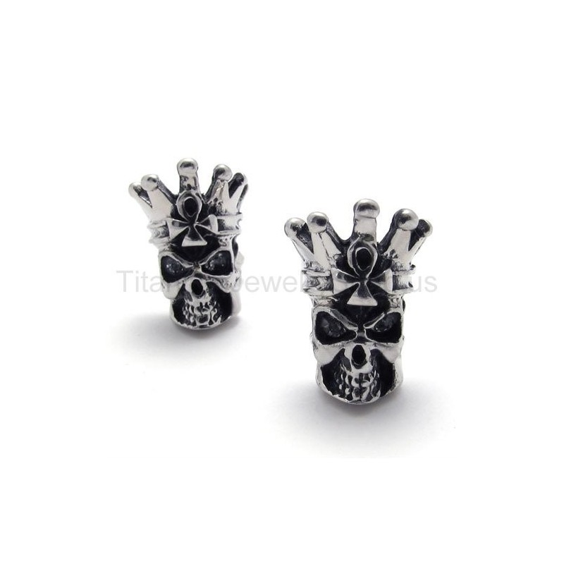 White Eyes Skull Titanium Earrings