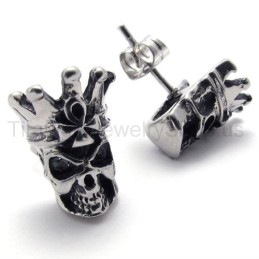 White Eyes Skull Titanium Earrings