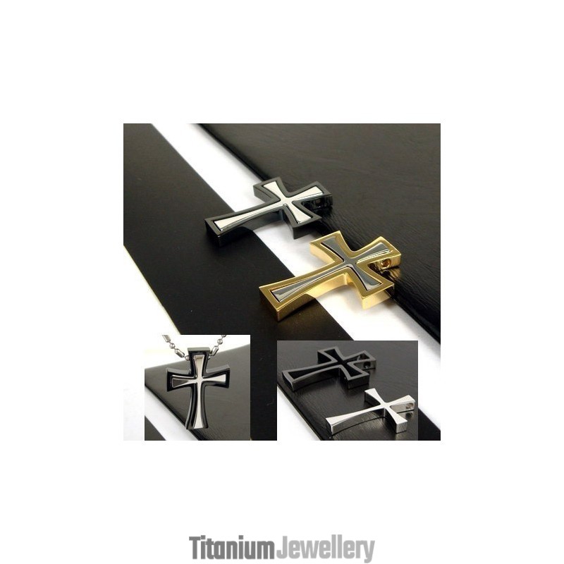 Man'S Titanium Steel 2 Parts Cross Pendant-1 Piece Man'S Titanium Steel 2 Parts Cross Pendant-1 Piece