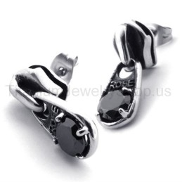 Black Diamond Retro Titanium Earrings