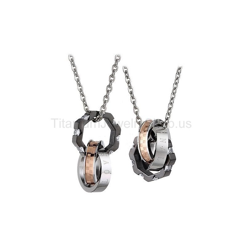 Three Circles Titanium Lovers Pendants