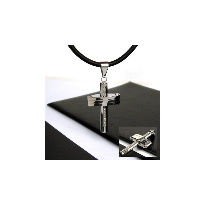 Noble Man Gemstone Cross Titanium Steel Pendant Noble Man Gemstone Cross Titanium Steel Pendant