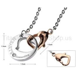 Hearts Connecting Titanium Lovers Pendants