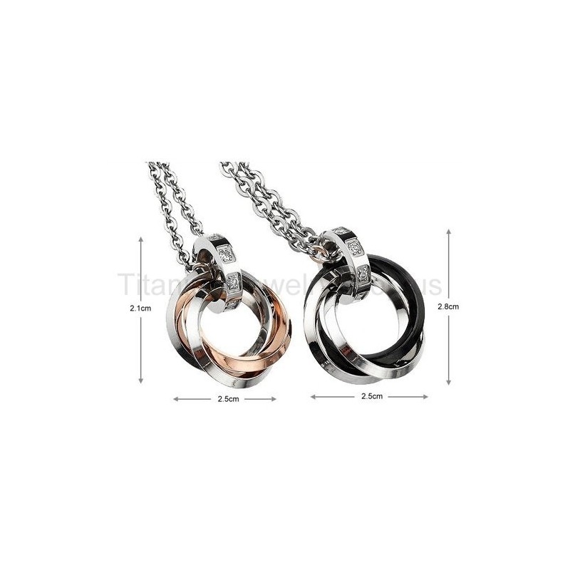 Three Circles Titanium Lovers Pendants